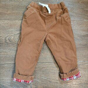 Hanna Andersson Baby Flannel Lined Canvas Pants Carpenter Brown 18-24M